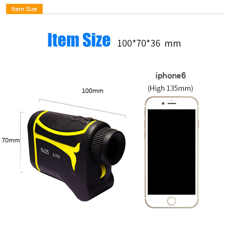 Yellow Laser Golf Rangefinder For Hunting 6X Laser Rangefinder For Golfing