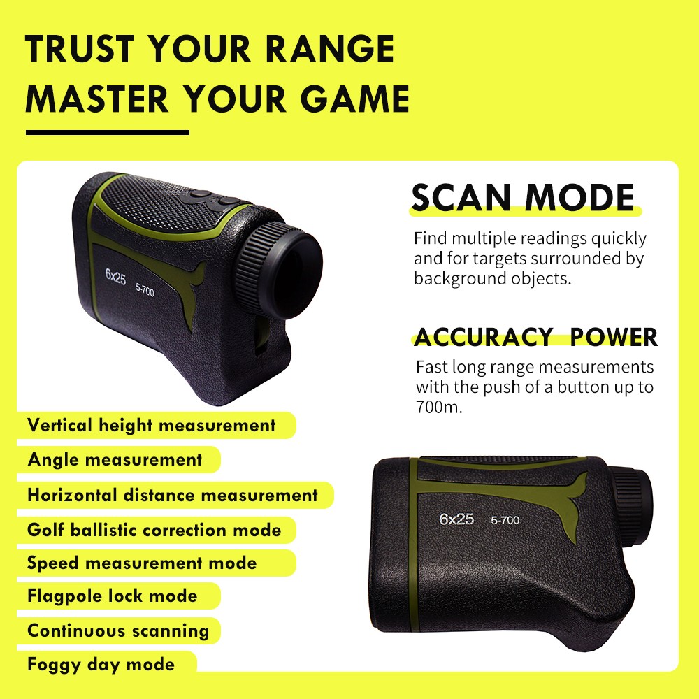 product-Black Green Digital Laser Rangefinder For Outdoor Activities 6X Golf Rangefinder For Hunting